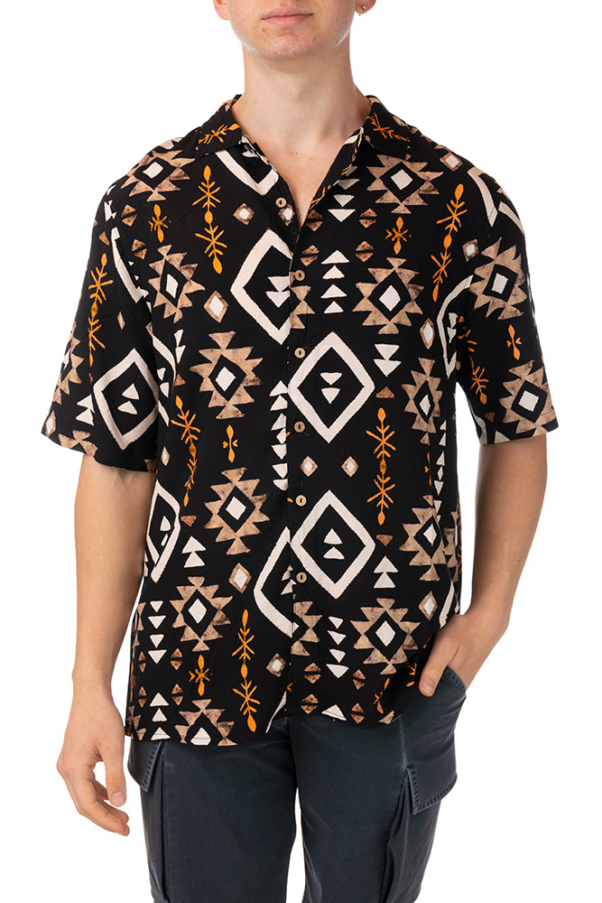 MAGLIA CAMICIA UOMO NERO BOOWLING UXMALBLACK TOOCO